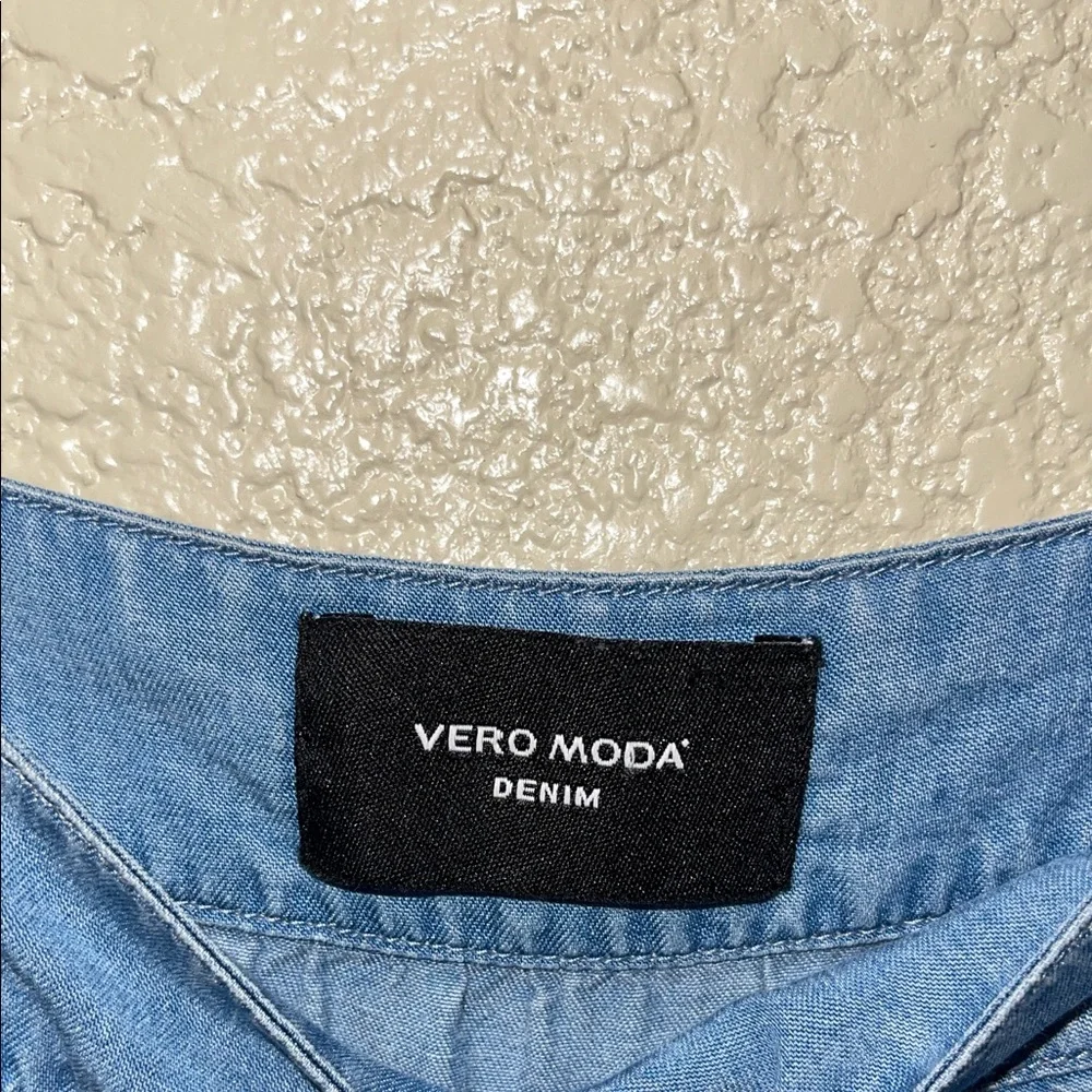 Vero Moda Blue Denim Ruffle Romper - Picture 4 of 8